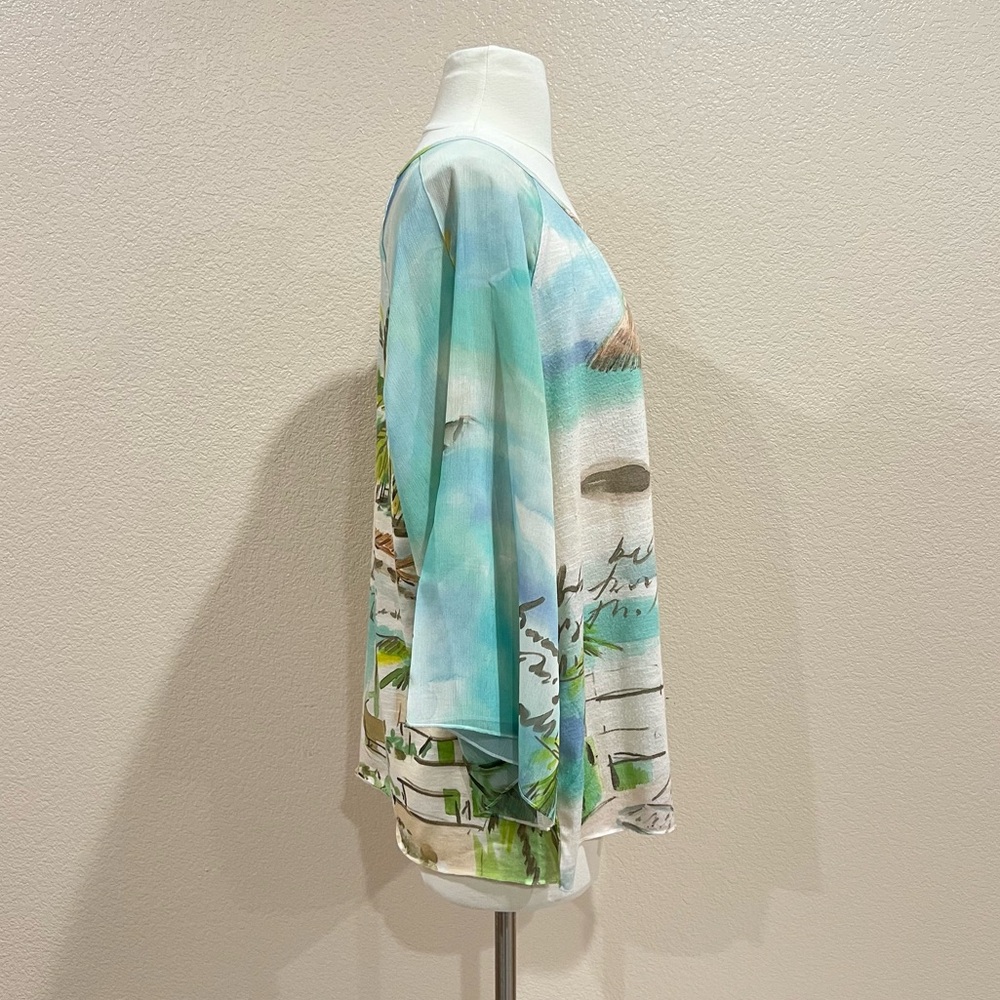 Chico's Seaside Sangria Easy Tee Top Size 2 (Large) - Picture 5 of 10